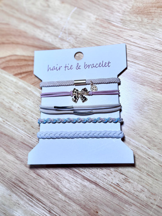 Dual-purpose design: bracelet + hair tie, bow bracelet