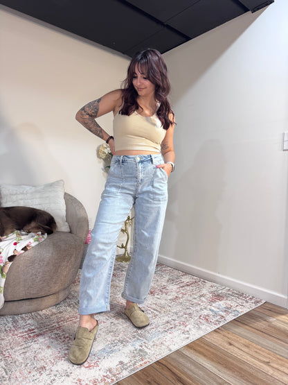 Slouchy Barrel Relaxed Patch Pocket Jeans