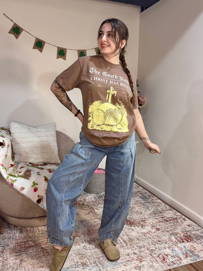 brown comfort colors faith based christ has risen graphic tshirt 