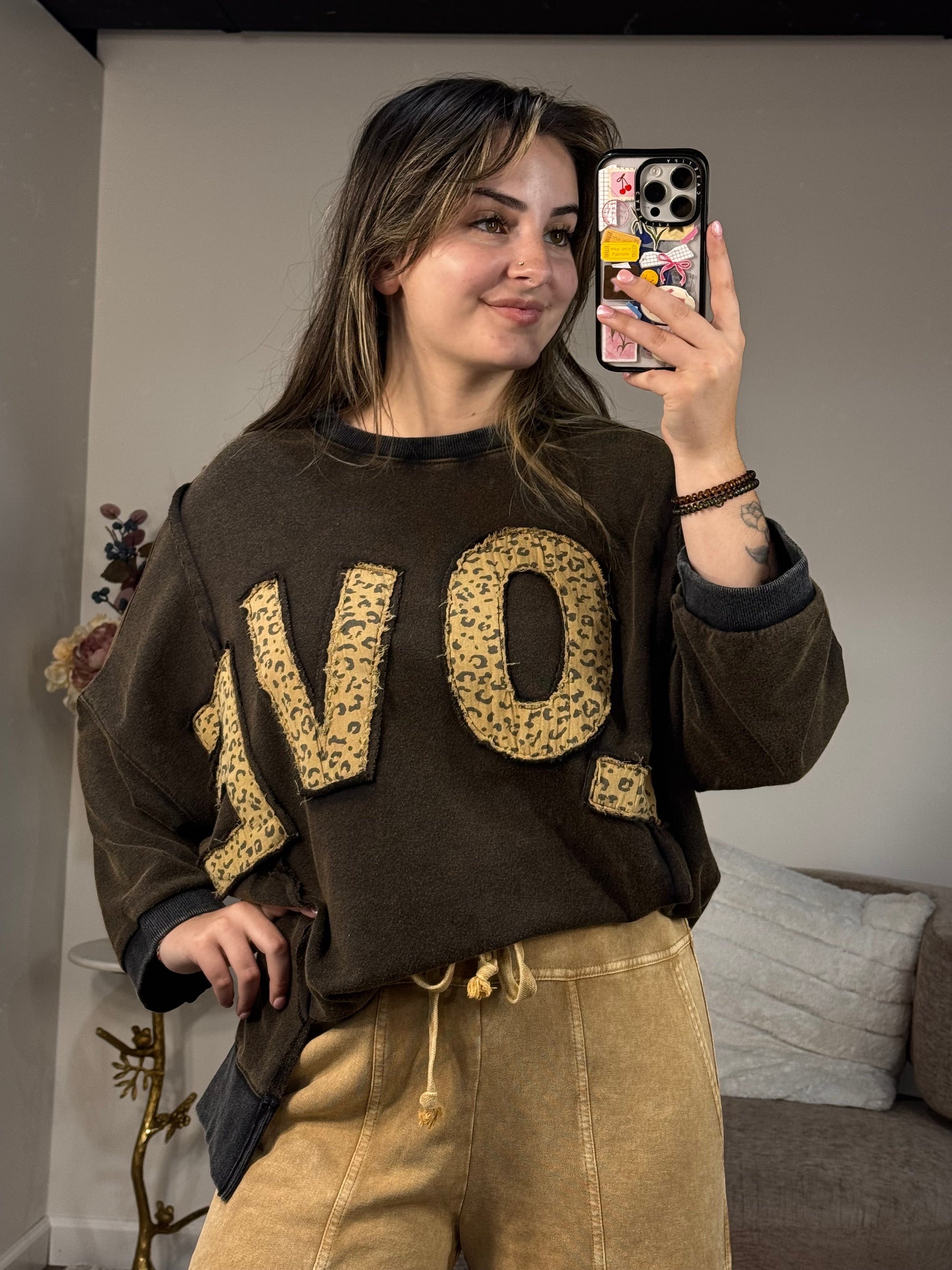 leopard cheetah sweatshirt patchwork