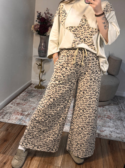cheetah print terry knit set