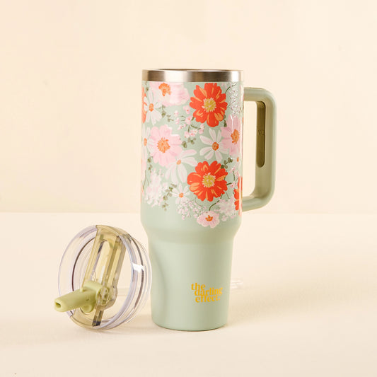 40 oz Lifestyle Flip Straw Tumbler - Bouquet Beauty Sage