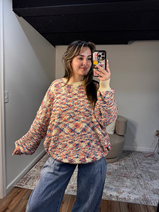 popcorn knit oatmeal oversized fall sweater