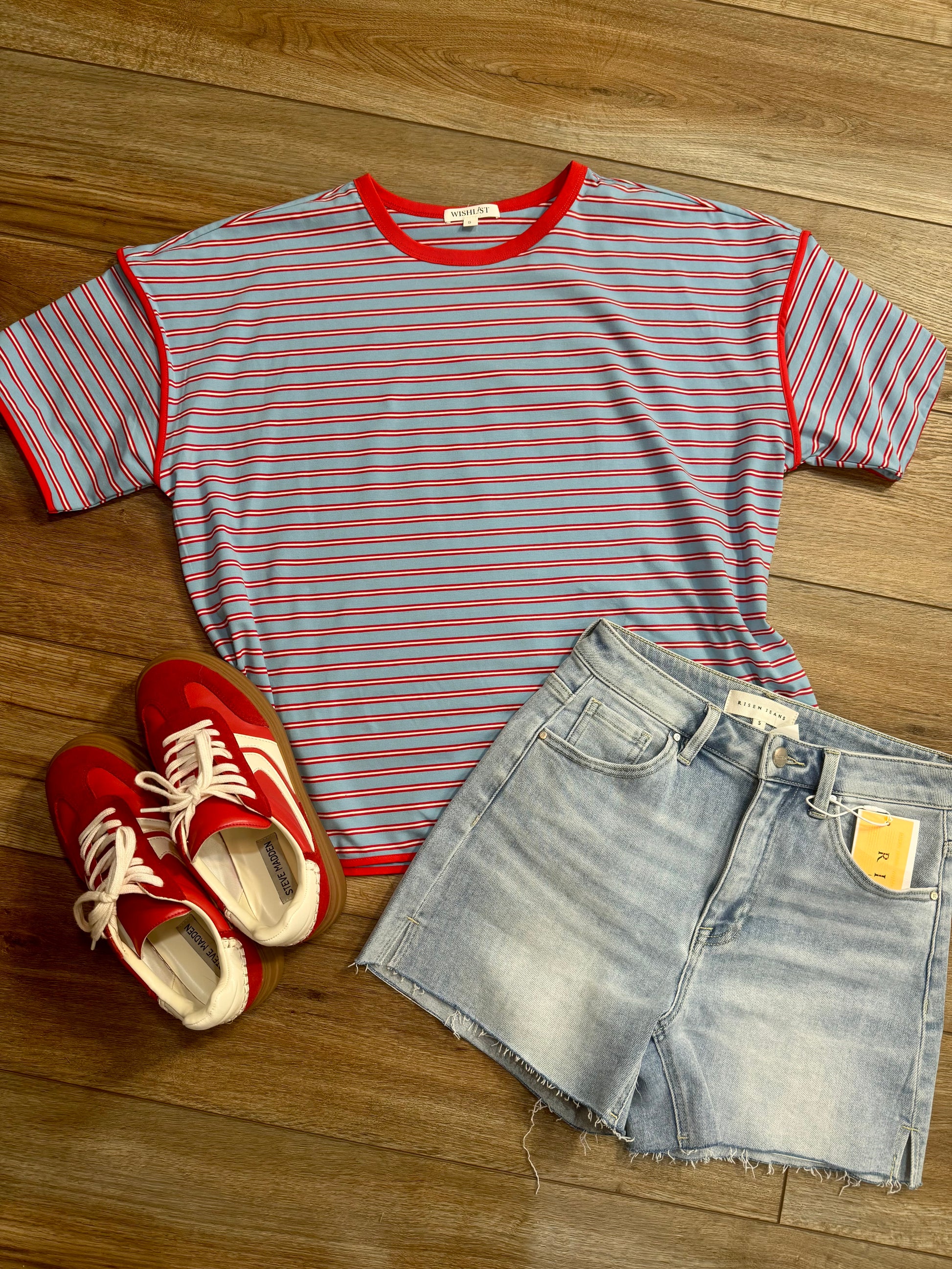 Clara Contrast Striped Tee | Casual Boxy Striped Top for Women