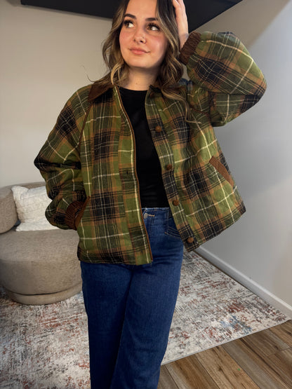 Blaise Plaid Quilted Jacket with Contrast Corduroy Detail