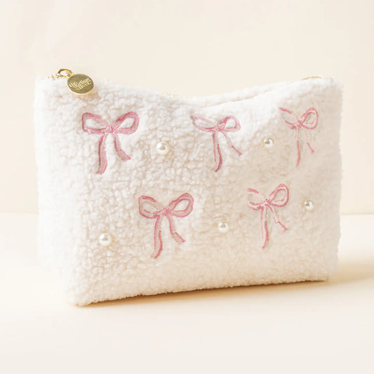 Teddy Pouch - Bows Pink