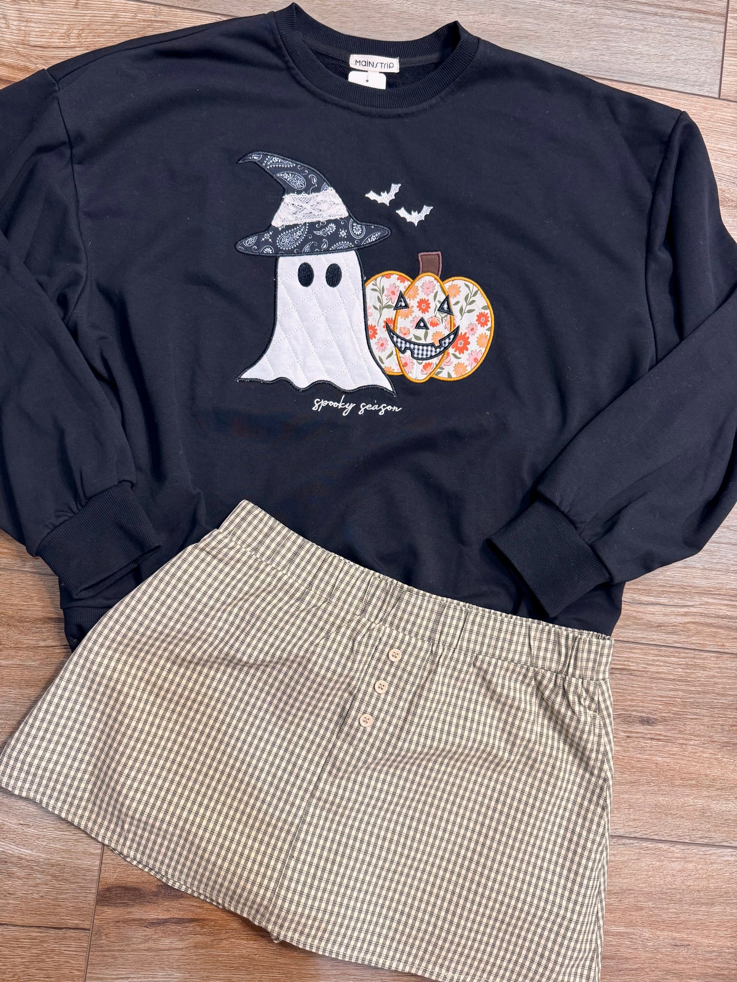 Spooky Season Patchwork Crewneck Sweatshirt