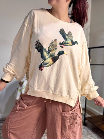 Washed Mallard Duck Graphic Pullover