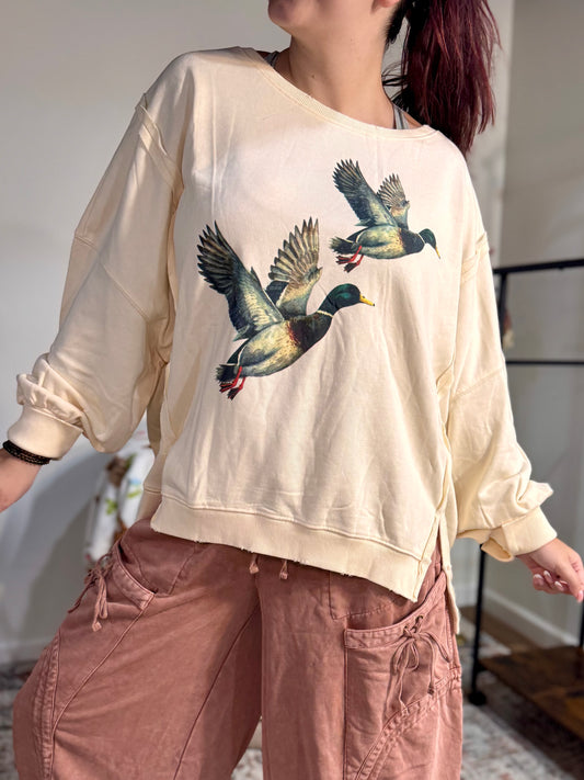 Washed Mallard Duck Graphic Pullover