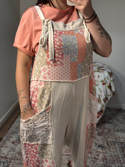 Magnolia Patchwork Print Washed Terry Jumpsuit