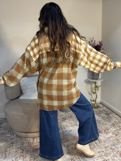 sage brown patchwork flannel shirt 