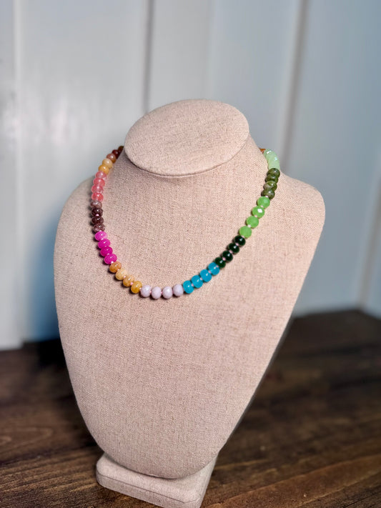 colorful beaded necklaces, agate bead jewelry, layered summer necklaces, trendy beaded chokers, or semi-precious gemstone necklaces