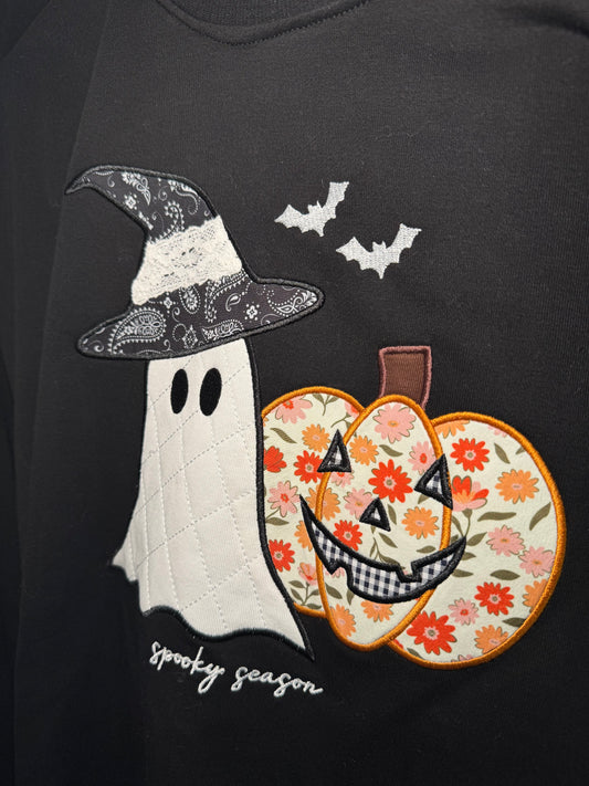 Spooky Season Patchwork Crewneck Sweatshirt