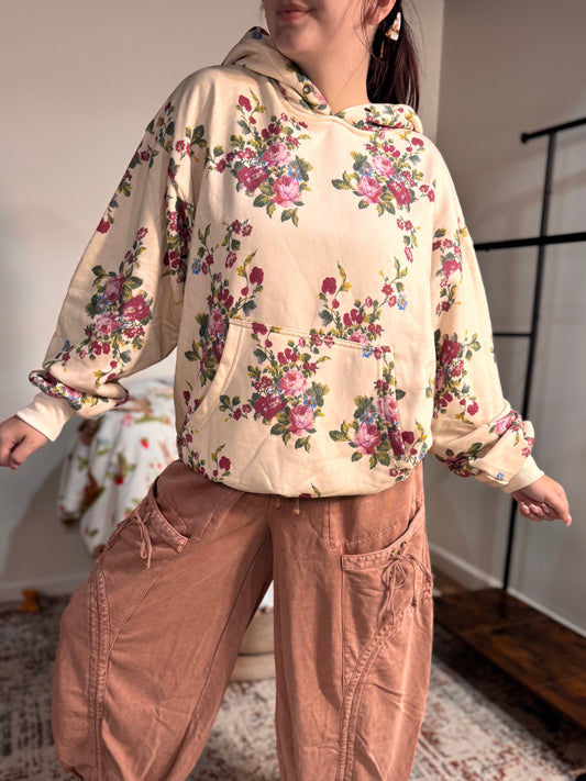 Kaylor Floral Printed Oversized Fleece Hoodie