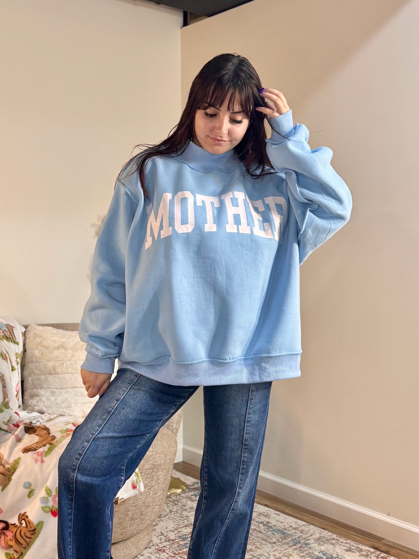 'MOTHER & COOL MOM' Reversible Mockneck Sweatshirt