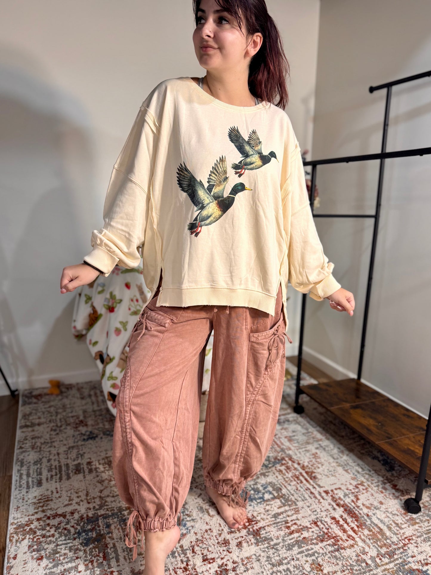 Washed Mallard Duck Graphic Pullover