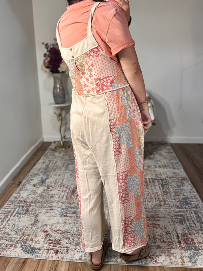 Magnolia Patchwork Print Washed Terry Jumpsuit