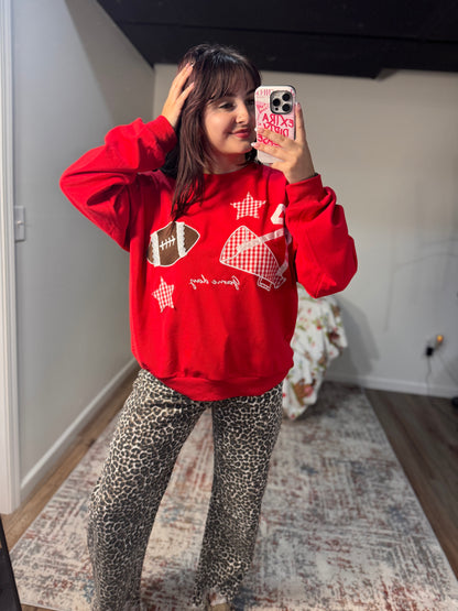 Football Patchwork Crewneck Sweatshirt