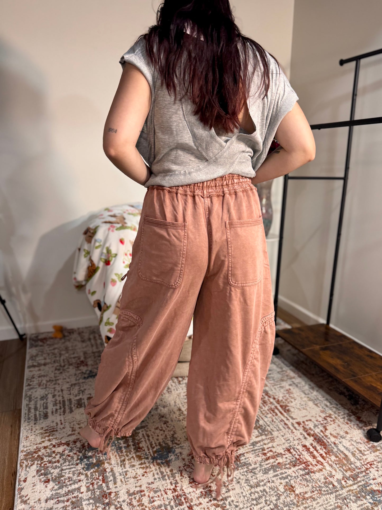 Paxton Washed French Terry Drawstring Jogger Pants