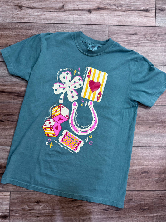 green good luck lucky girl tshirt 777 st Patricks 