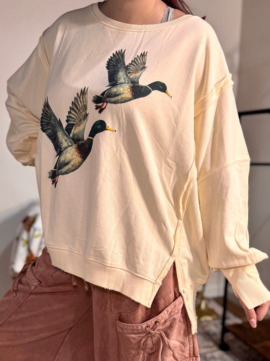 Washed Mallard Duck Graphic Pullover