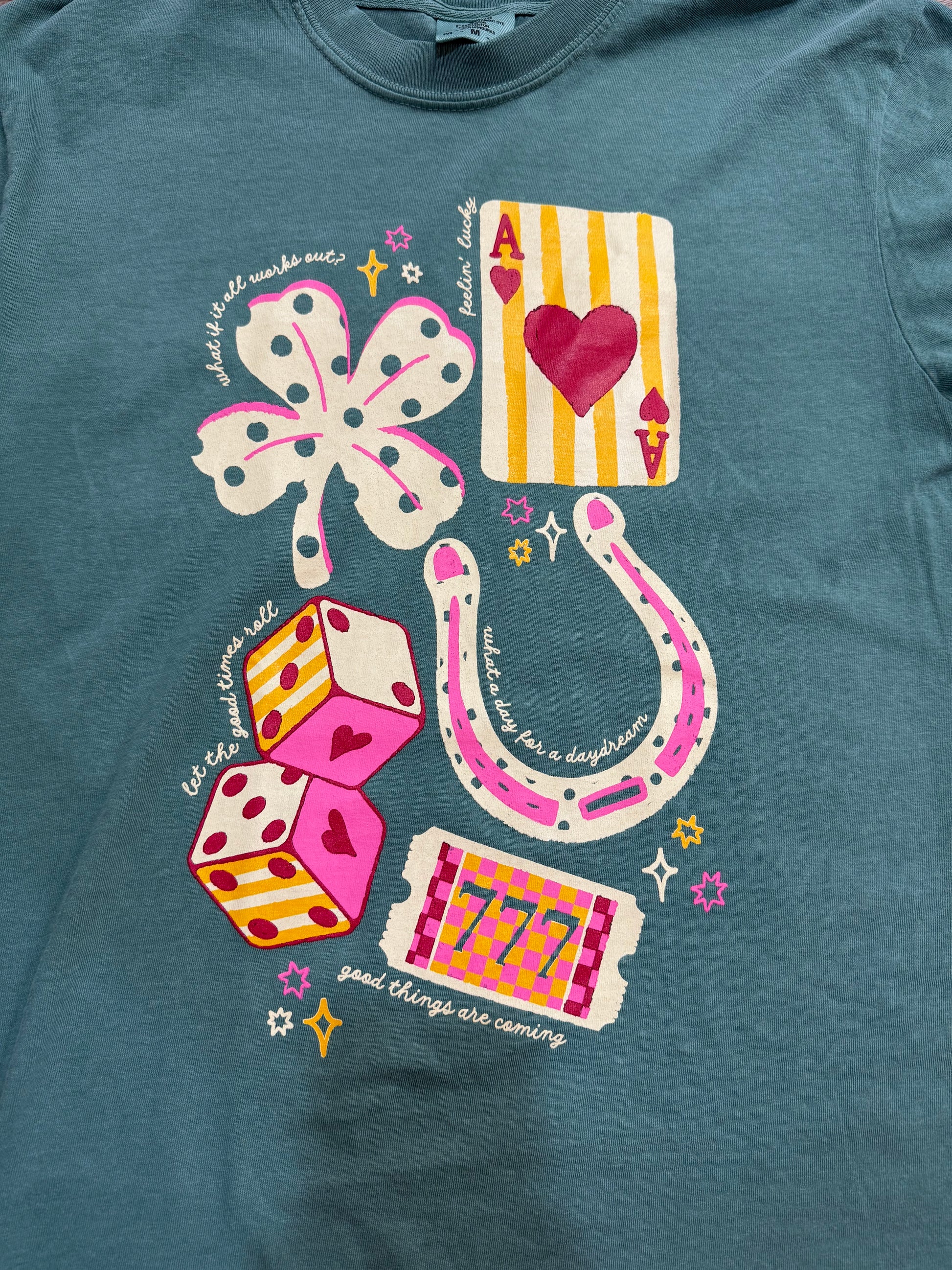 green good luck lucky girl tshirt 777 st Patricks 