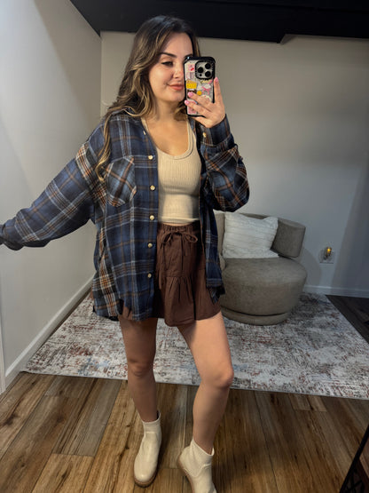 navy patchwork plaid flannel women's 