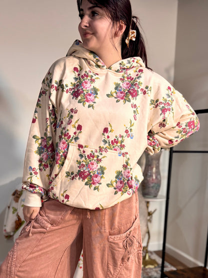 Kaylor Floral Printed Oversized Fleece Hoodie