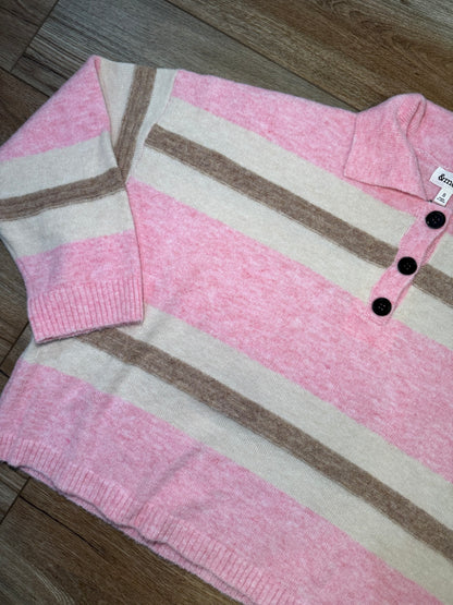 pink and brown Striped Rugby Sweater