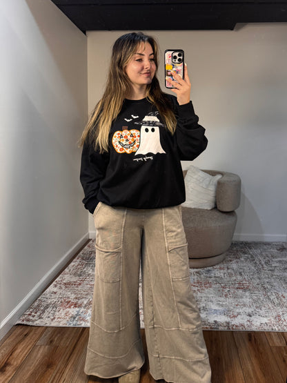 Spooky Season Patchwork Crewneck Sweatshirt