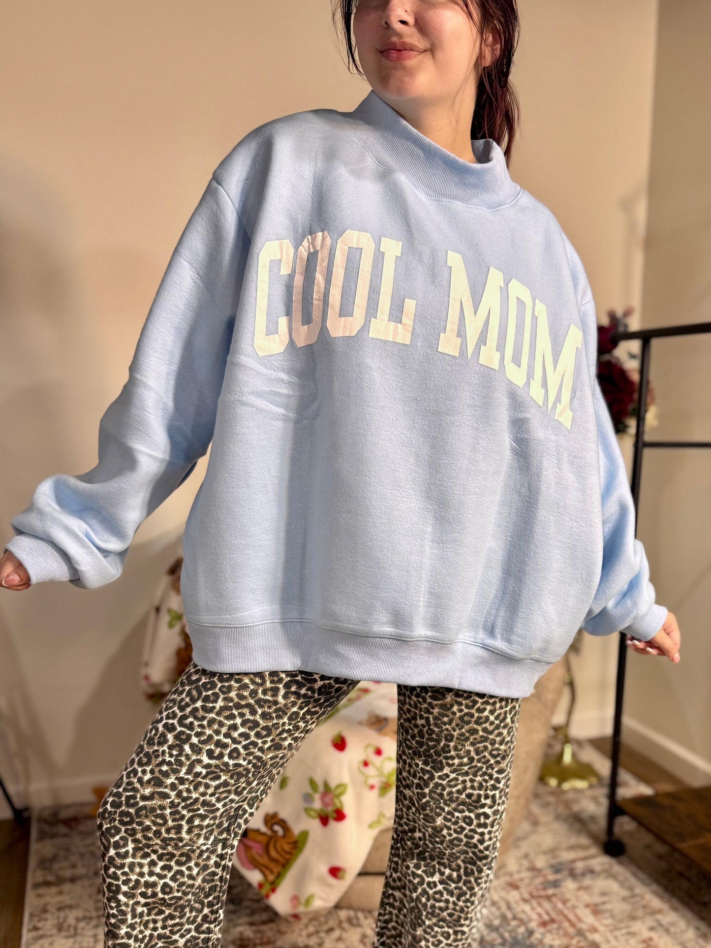 'MOTHER & COOL MOM' Reversible Mockneck Sweatshirt
