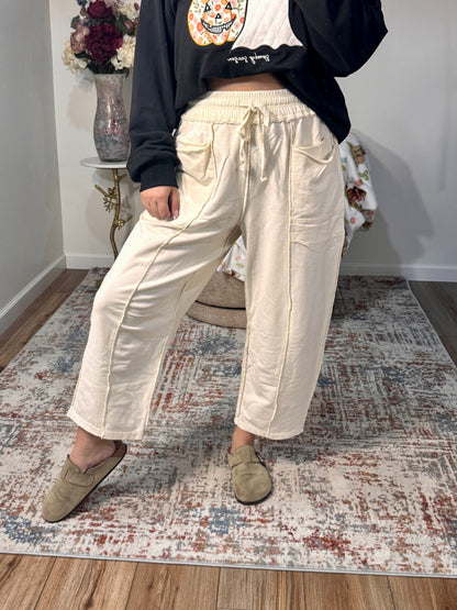 Micah Mineral Washed Terry Knit Barrel Pants (multiple colors)