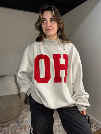 'OH-IO' & OH Reversible Mock Neck Sweatshirt