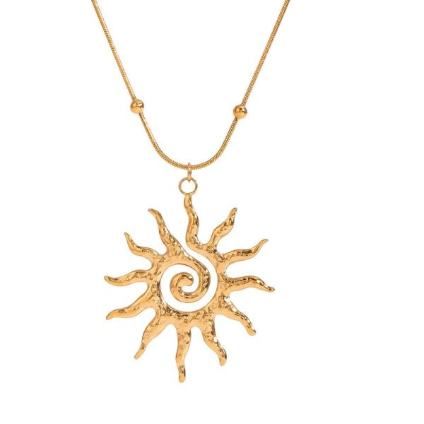tarnish-free gold necklaces, waterproof jewelry, sun pendant necklace, dainty gold layering necklaces, hypoallergenic gold jewelry