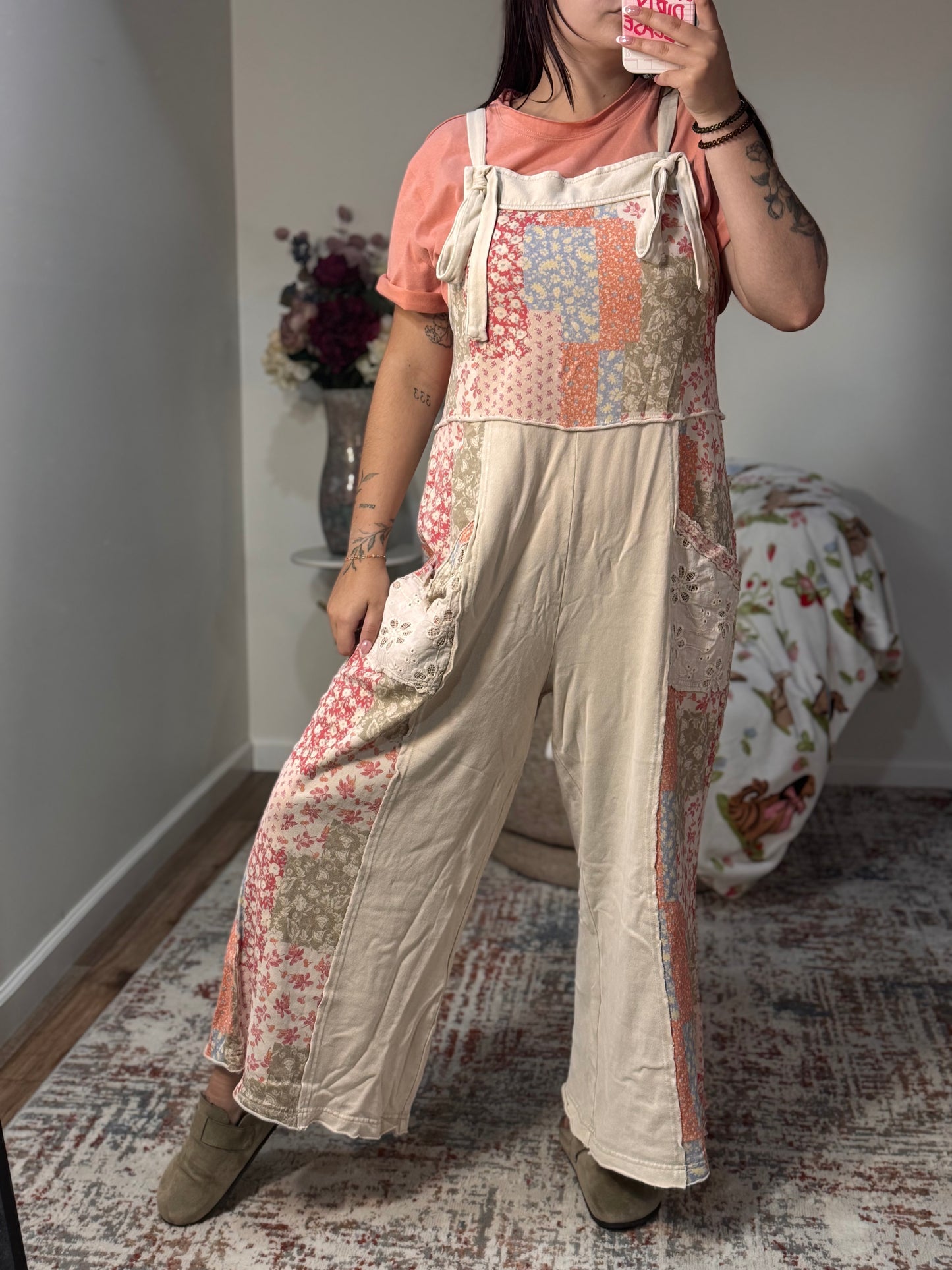 Magnolia Patchwork Print Washed Terry Jumpsuit