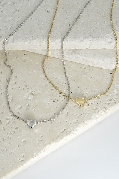 classic dainty gold silver mini heart necklace