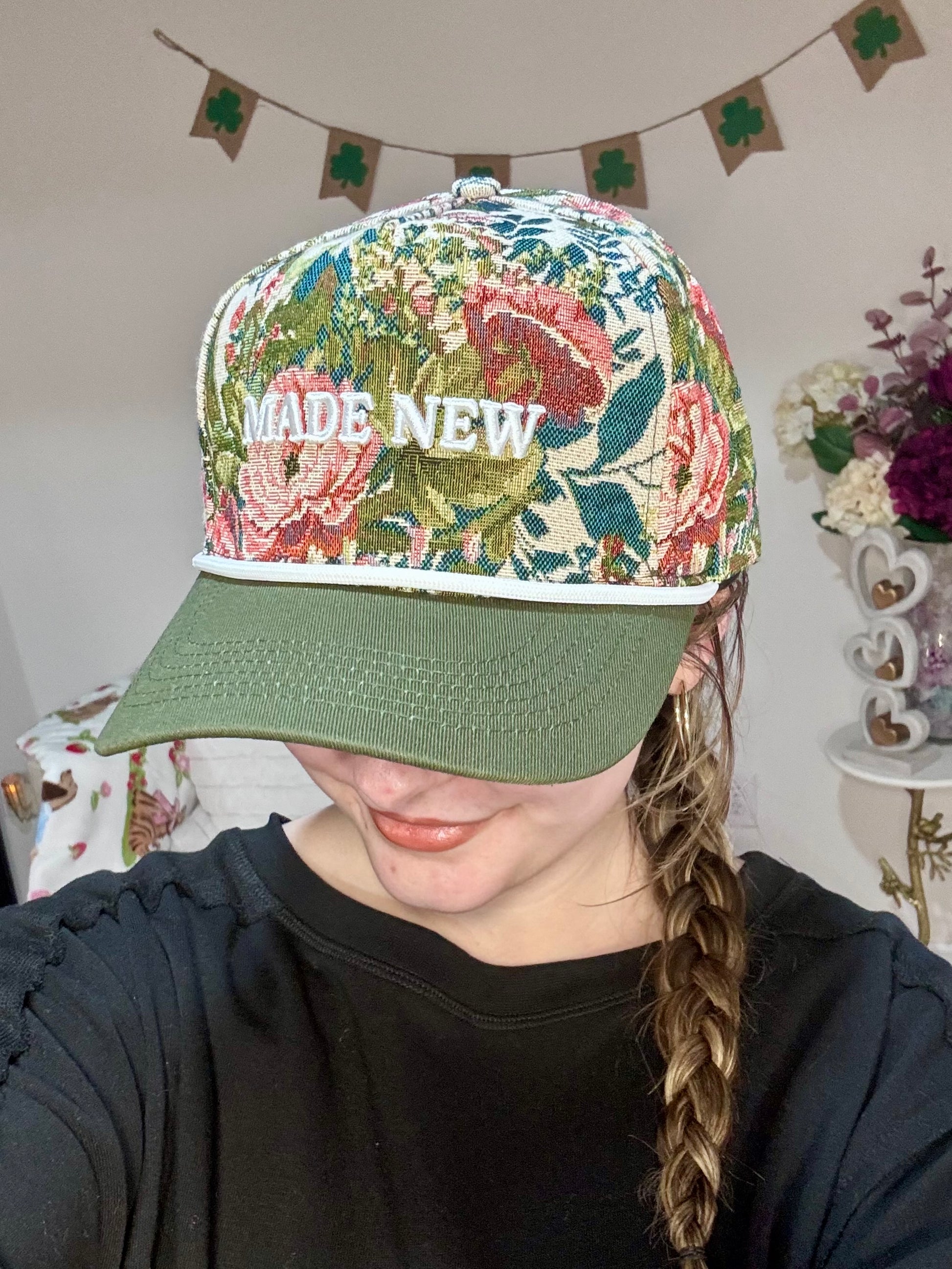 'Made New' embroidered jacquard faith-based trucker hat