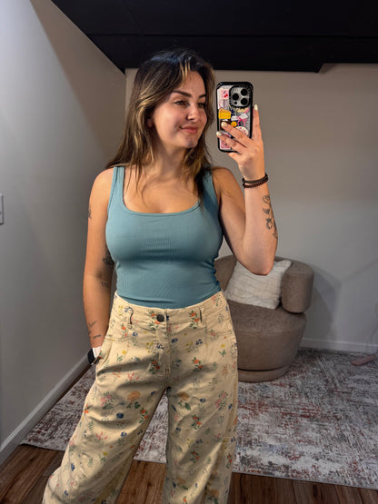 Kendall Square Neck Ribbed Tank Top (multiple colors)