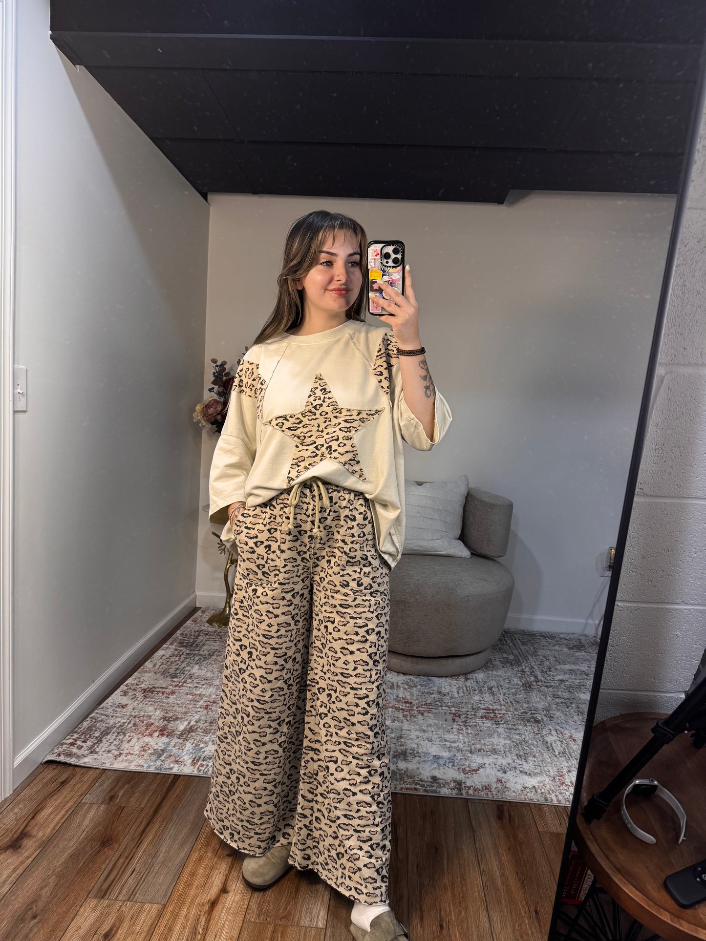 cheetah print terry knit set