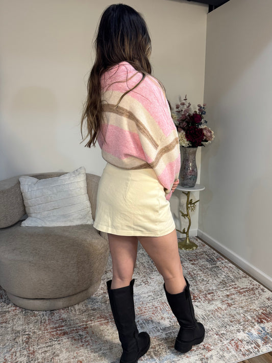 Gemma Stretch Twill Mini Skort in Cream