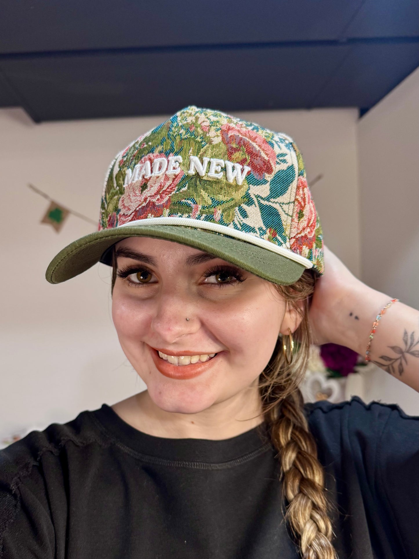 'Made New' embroidered jacquard faith-based trucker hat