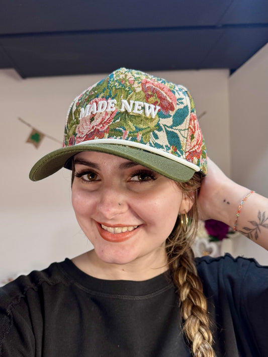 'Made New' embroidered jacquard faith-based trucker hat