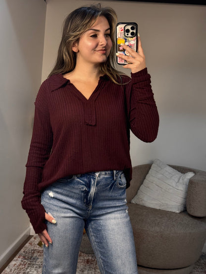 Archer Brushed Waffle Henley Top