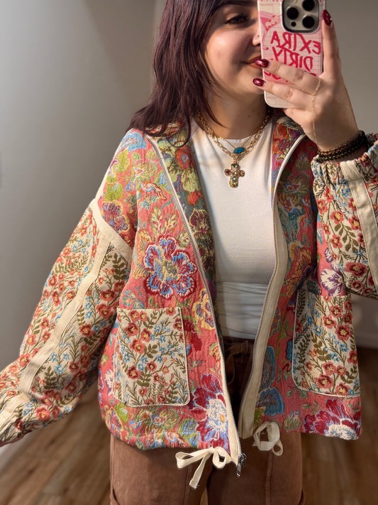 Hadley Floral Quilted Jacket, Multicolor