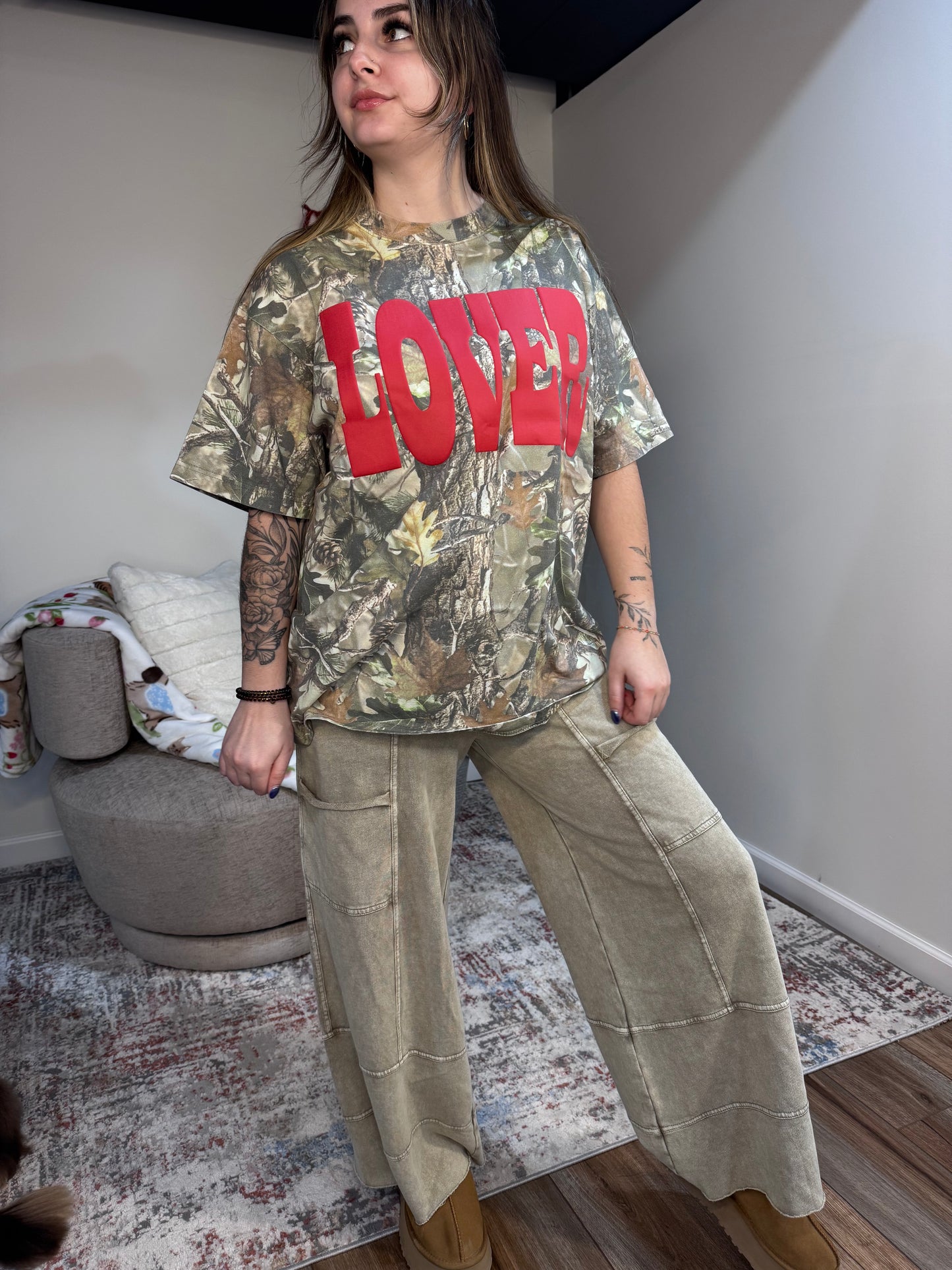 "lover" camo realtree comfort colors tshirt