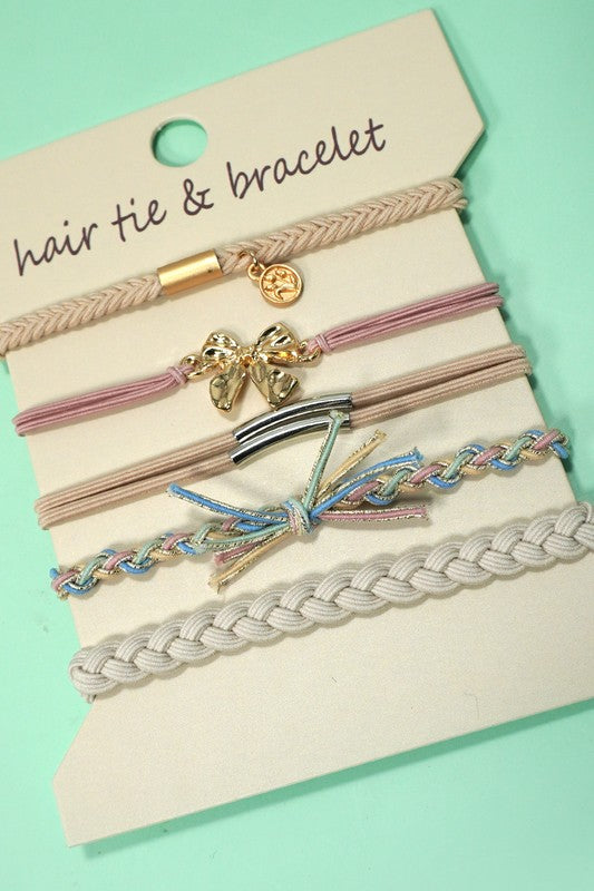 Dual-purpose design: bracelet + hair tie, bow bracelet
