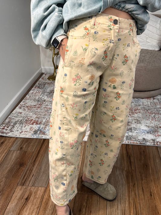 Avery Floral Twill Barrel Pants