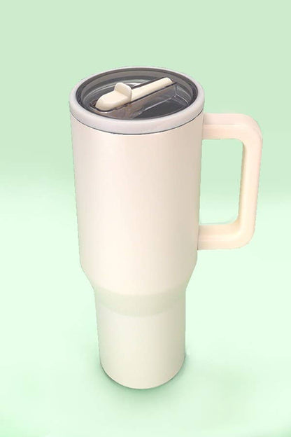 40oz Spill Free Stainless Steel Tumbler in Cream