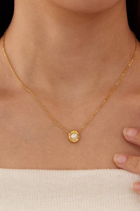 18K Stainless Steel Tarnish Free Pearl Necklace