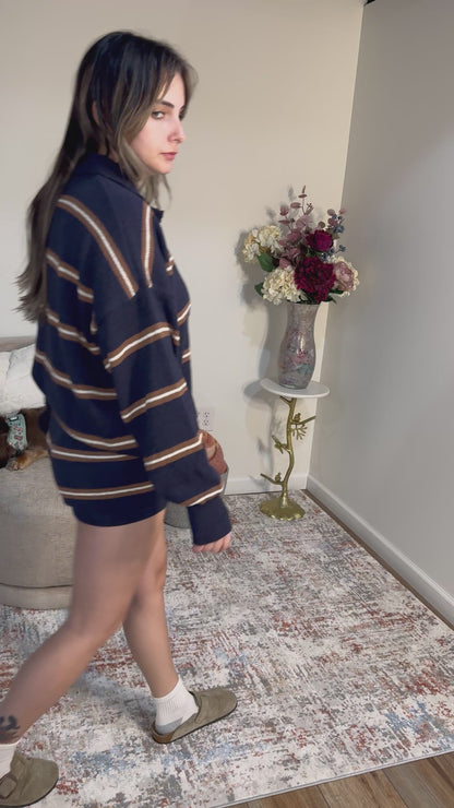 Rachel Oversized Collared Cardigan with Knit Shorts Set